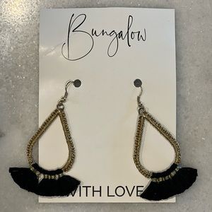 NWT Black and gold fringe earrings
